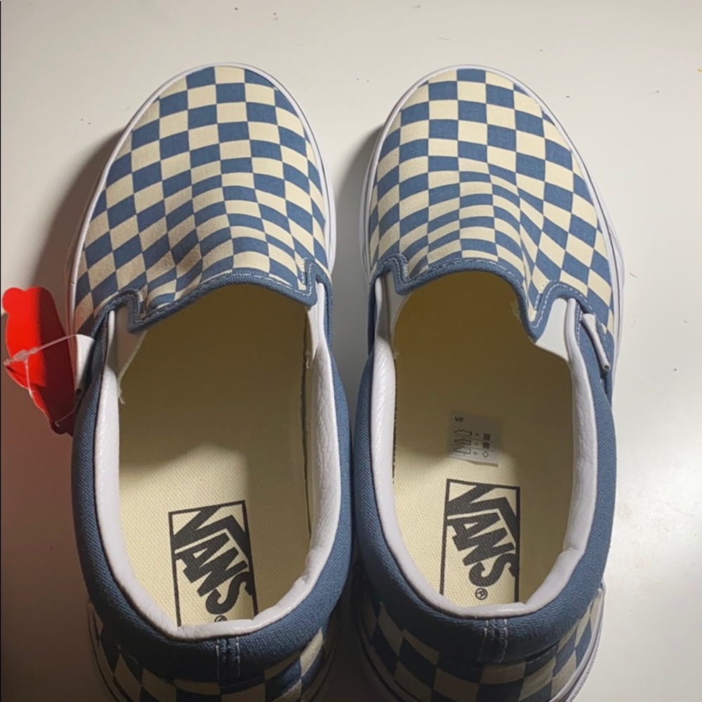 Vans Classic Slip Ons Blue Checkerboard